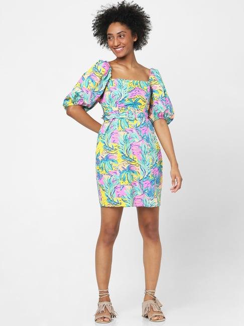 only multicolor printed bodycon dress