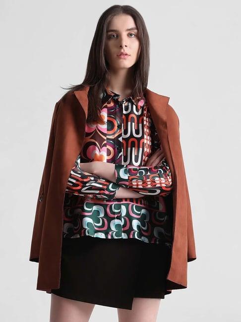 only multicolor printed cropped shirt