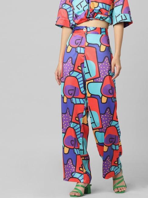 only multicolor printed high rise pants