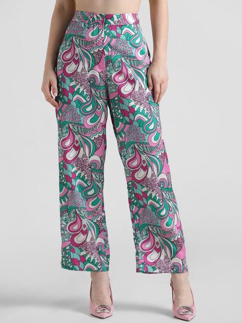 only multicolor printed regular fit high rise pants