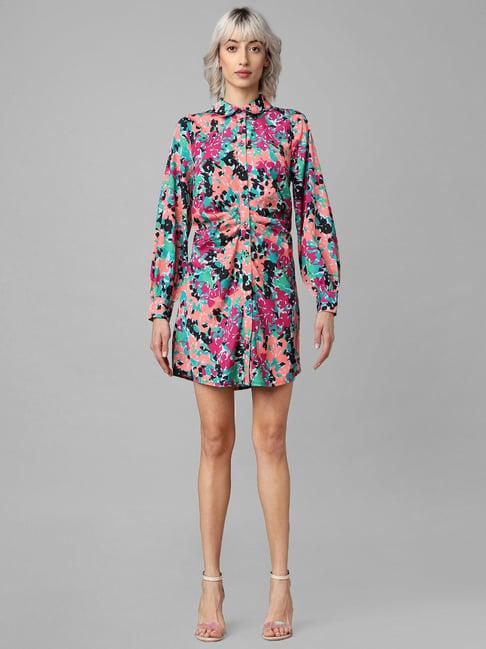 only multicolor printed shirt dress