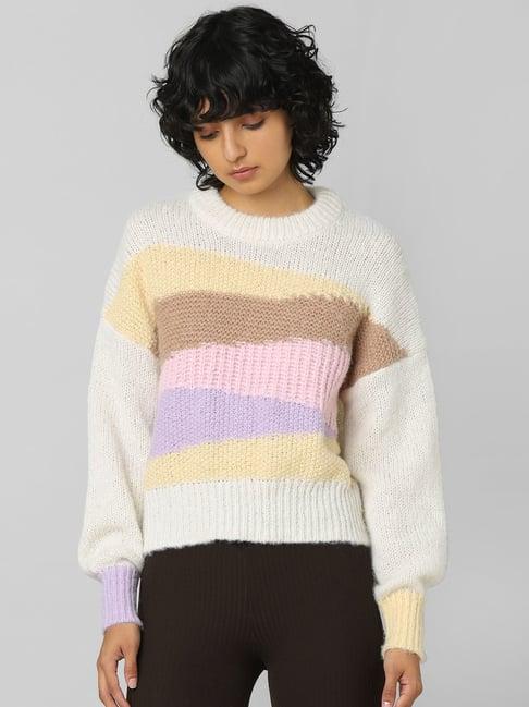 only multicolor round neck pullover