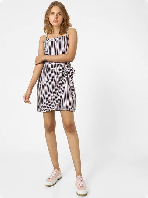 only multicolor striped wrap dress