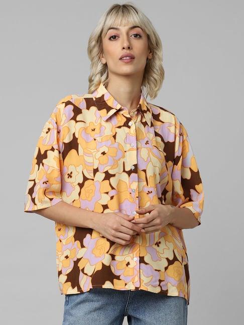only multicolor viscose floral print shirt