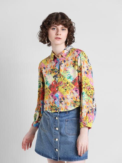 only multicolor viscose printed shirt