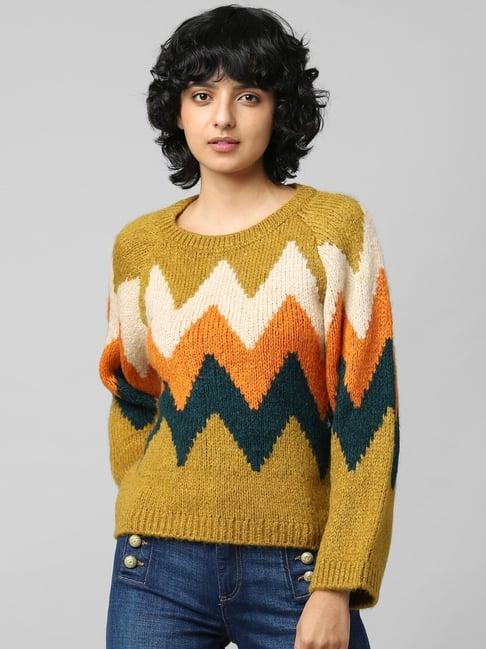 only multicolored chevron pattern pullover