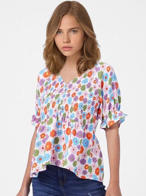 only multicolored floral print top