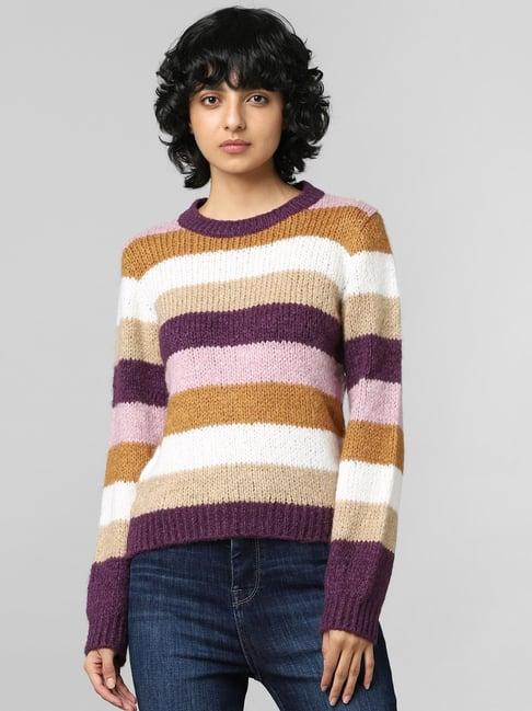 only multicolored striped pullover