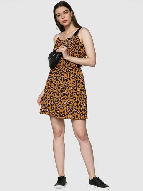 only mustard animal printed slip dress