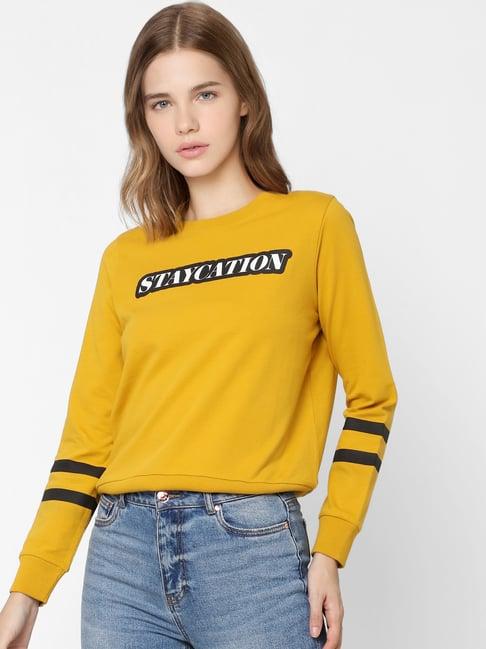 only mustard cotton graphic print sweatshirt