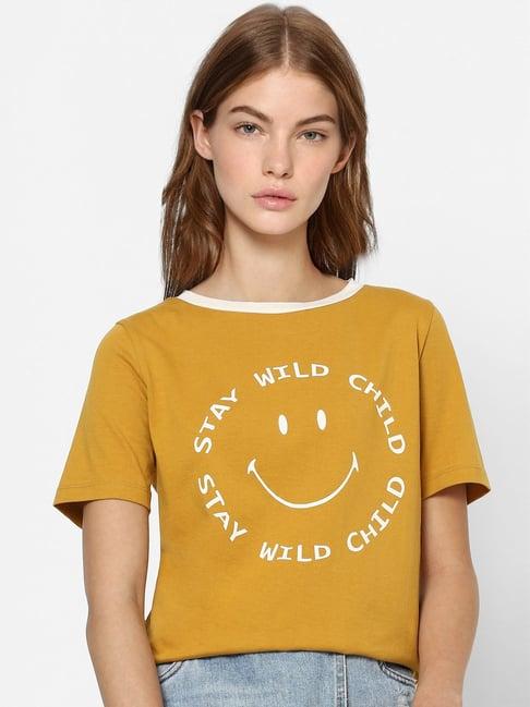 only mustard cotton graphic print t-shirt