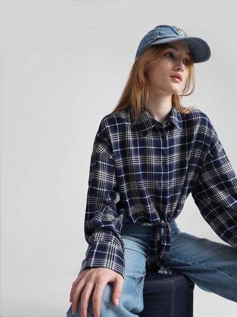 only navy checks oversize shirt