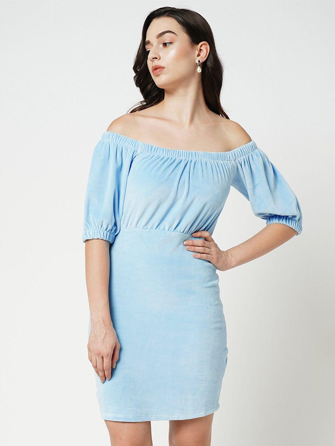 only off-shoulder gathered bodycon mini dress