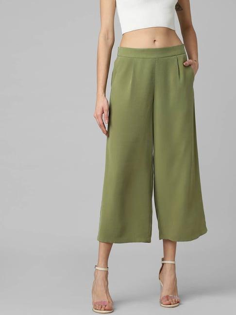 only olive straight fit mid rise culottes