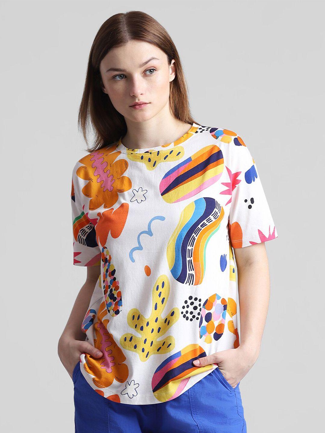 only onlaisle colour conversational printed pure cotton t-shirt