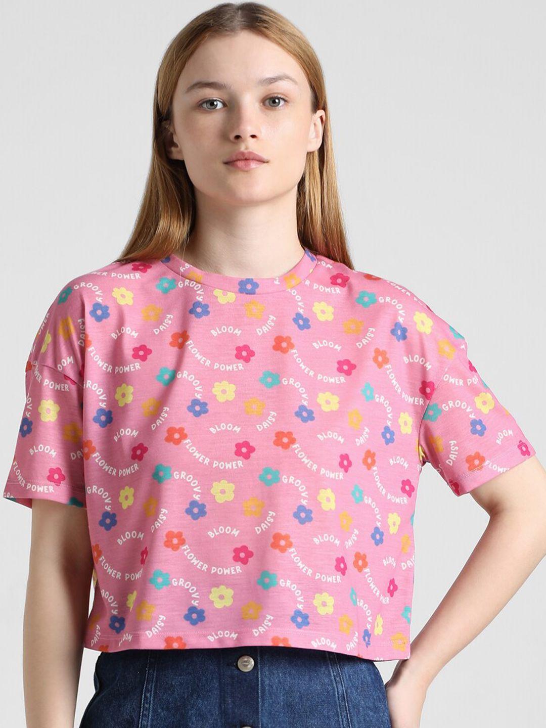 only onld daisy ss printed boxy cotton t-shirt