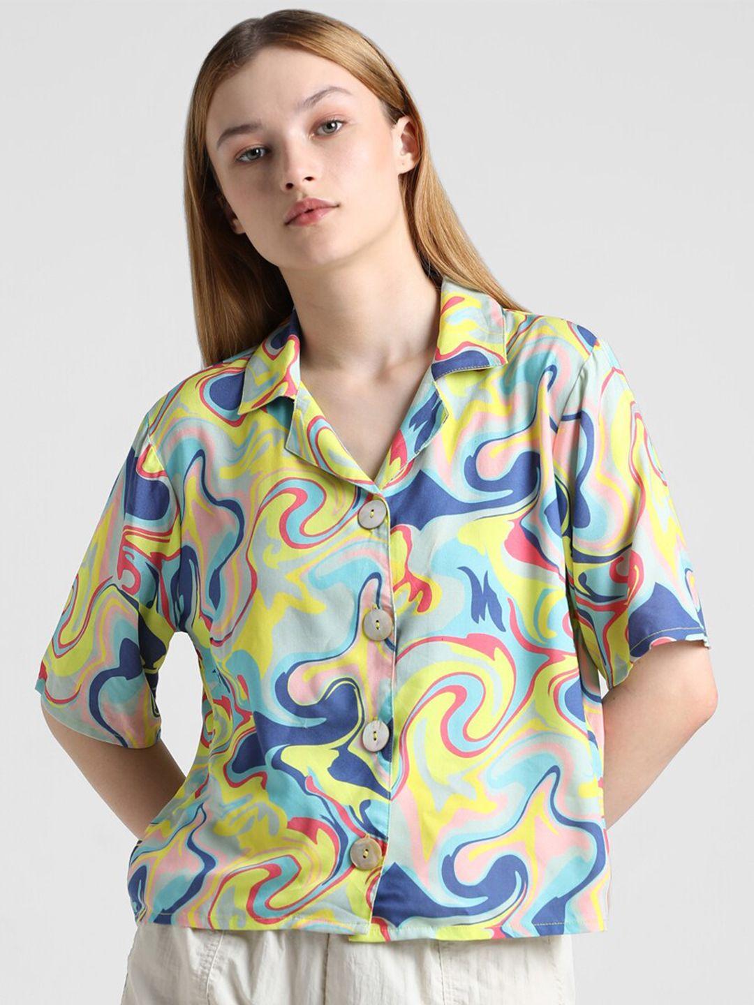 only onldriley ss abstract printed casual shirt