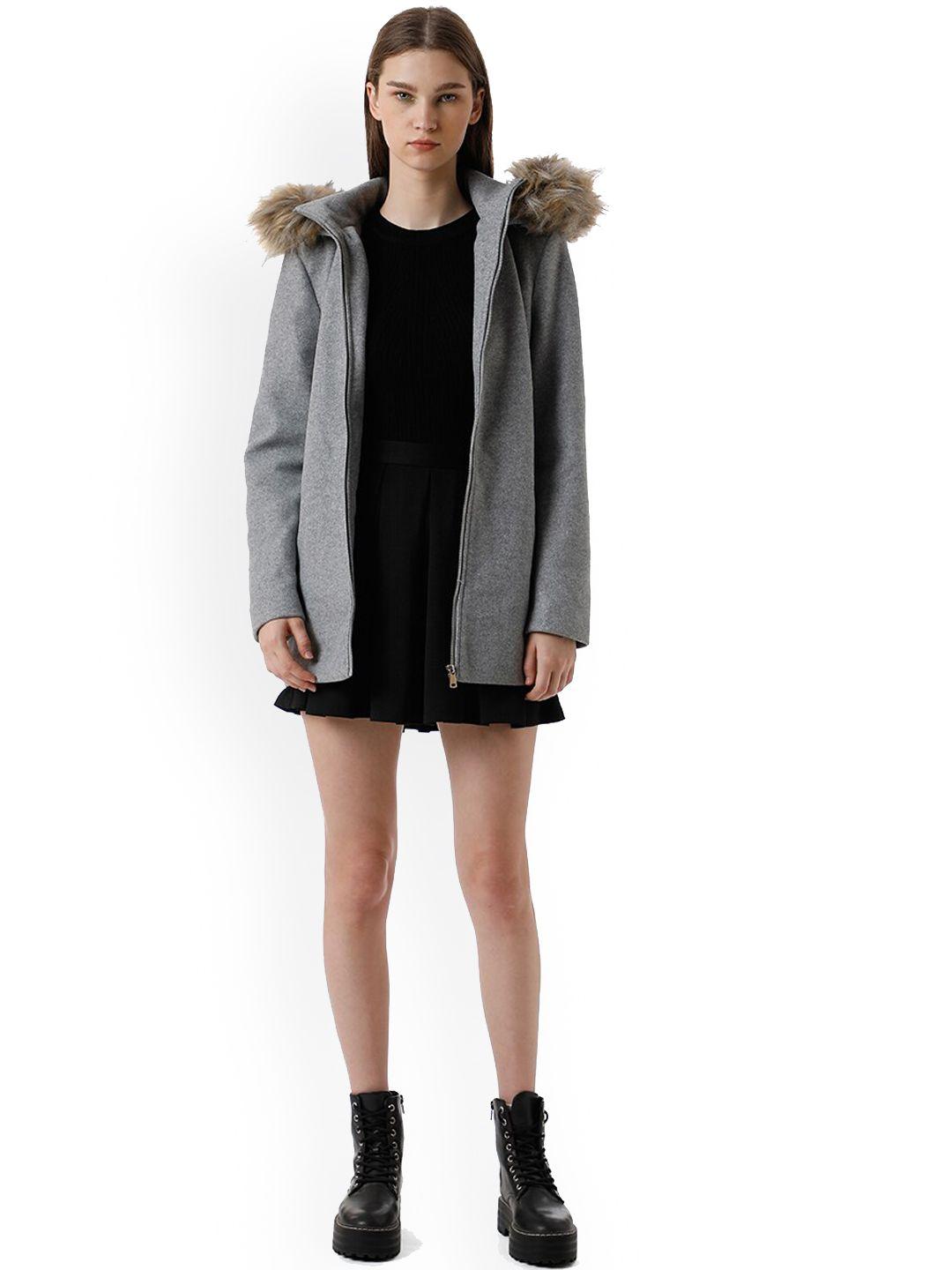 only onlnewerica faux fur trim hooded longline parka jacket