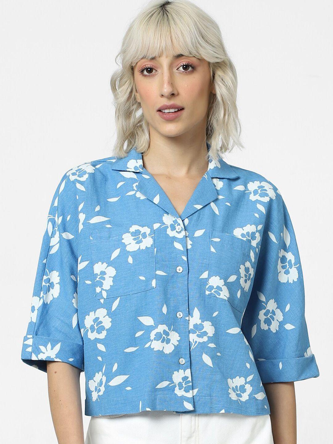 only onlresort s/s floral printed cuban collar casual shirt