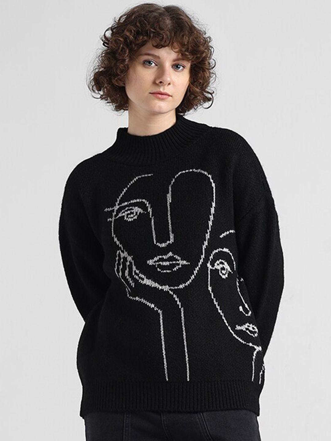 only onlviso quirky printed acrylic pullover