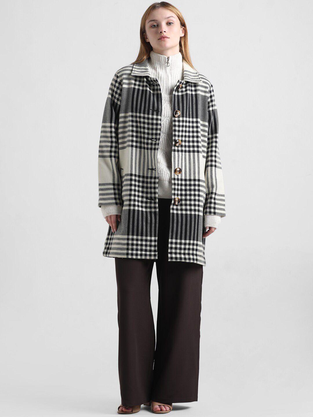 only onlwelma ls checked longline overcoat