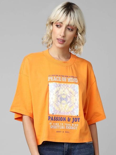 only orange cotton graphic print t-shirt