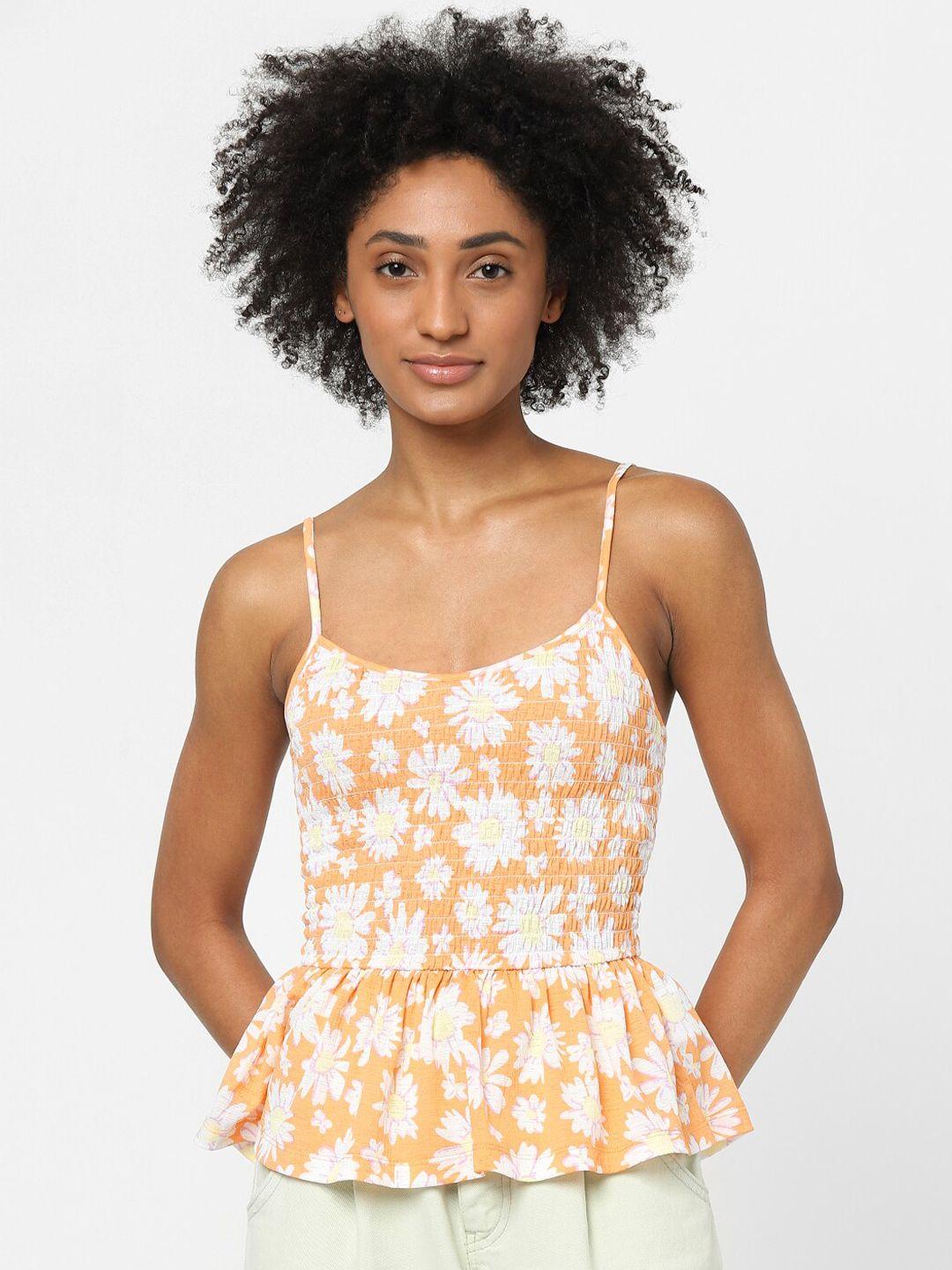 only orange floral print top