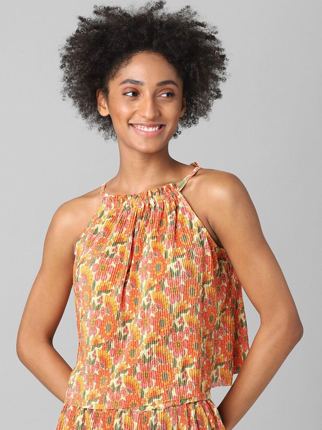 only orange floral print top