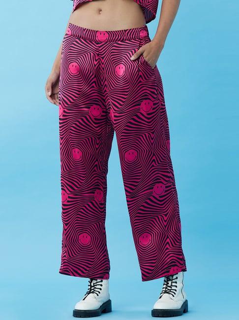 only pink & black printed pants