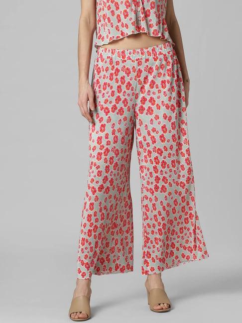 only pink & grey floral print high rise pants