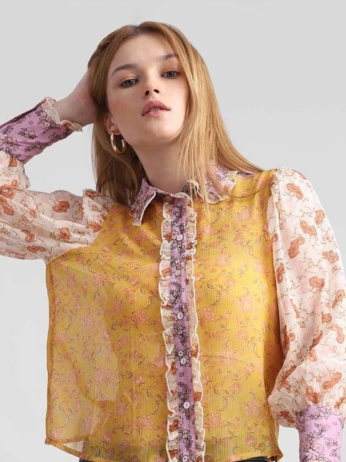 only pink & orange floral print shirt