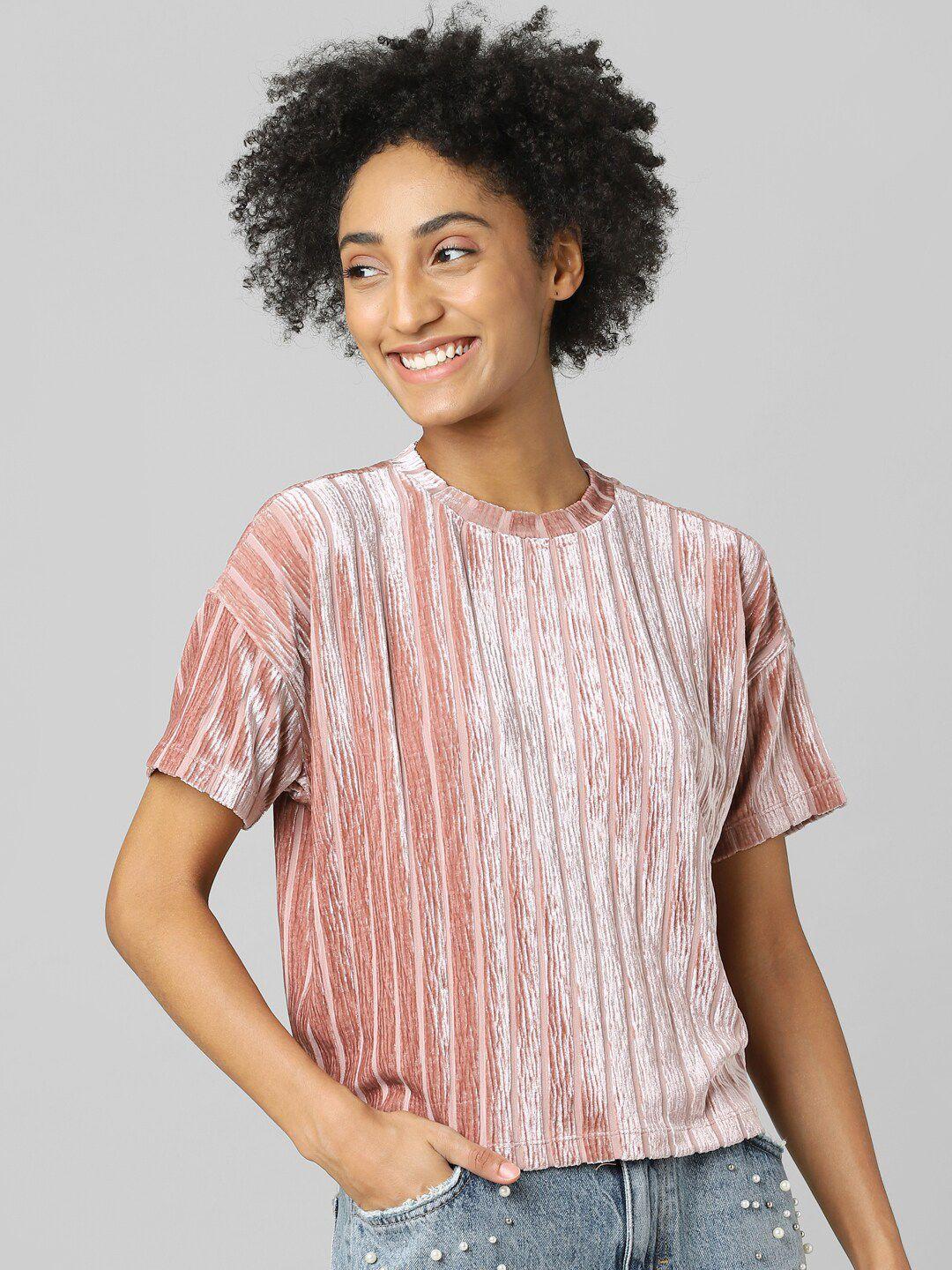 only pink & pale blush striped top