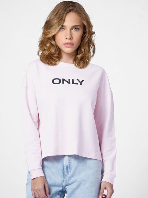 only pink cotton graphic print sweatshirt