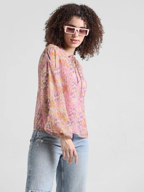 only pink floral print top