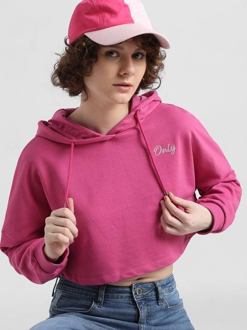 only pink graphic print hoodie