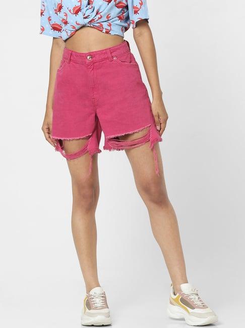only pink high rise cotton shorts