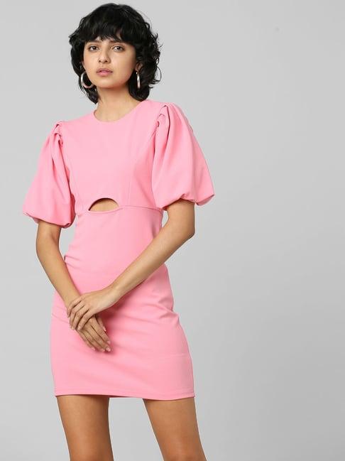 only pink mini bodycon dress