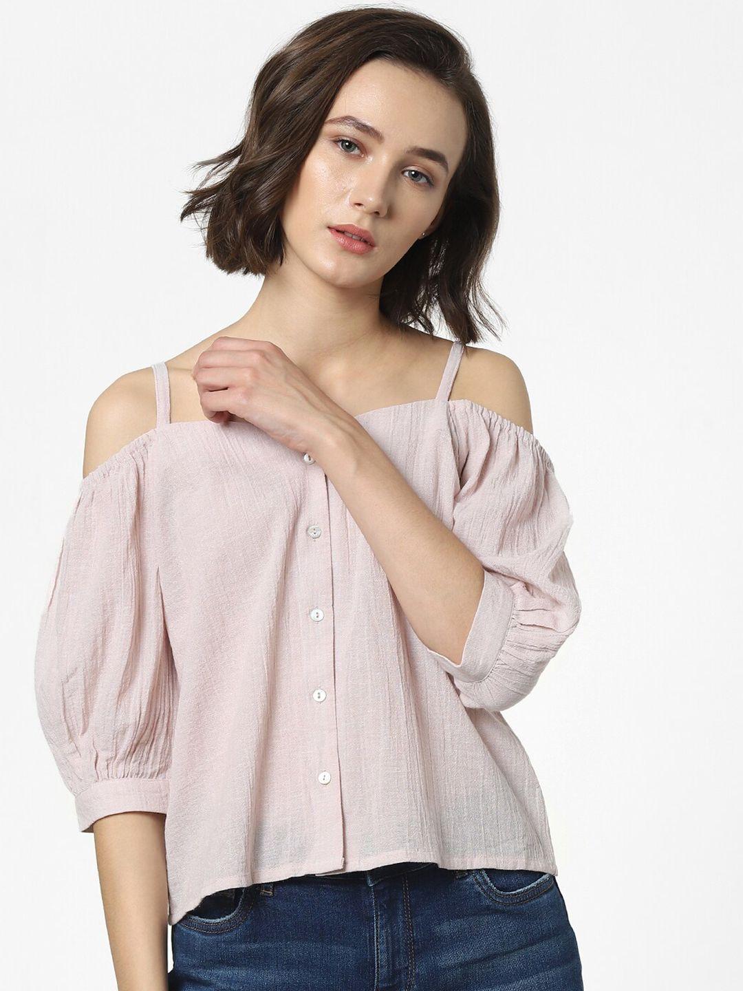 only pink off-shoulder bardot top