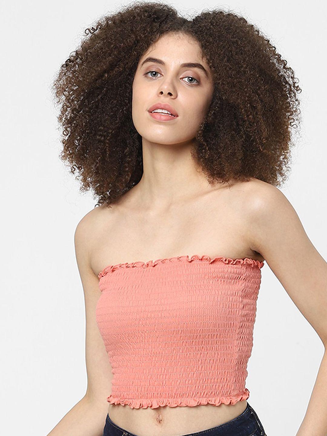 only pink solid tube crop top