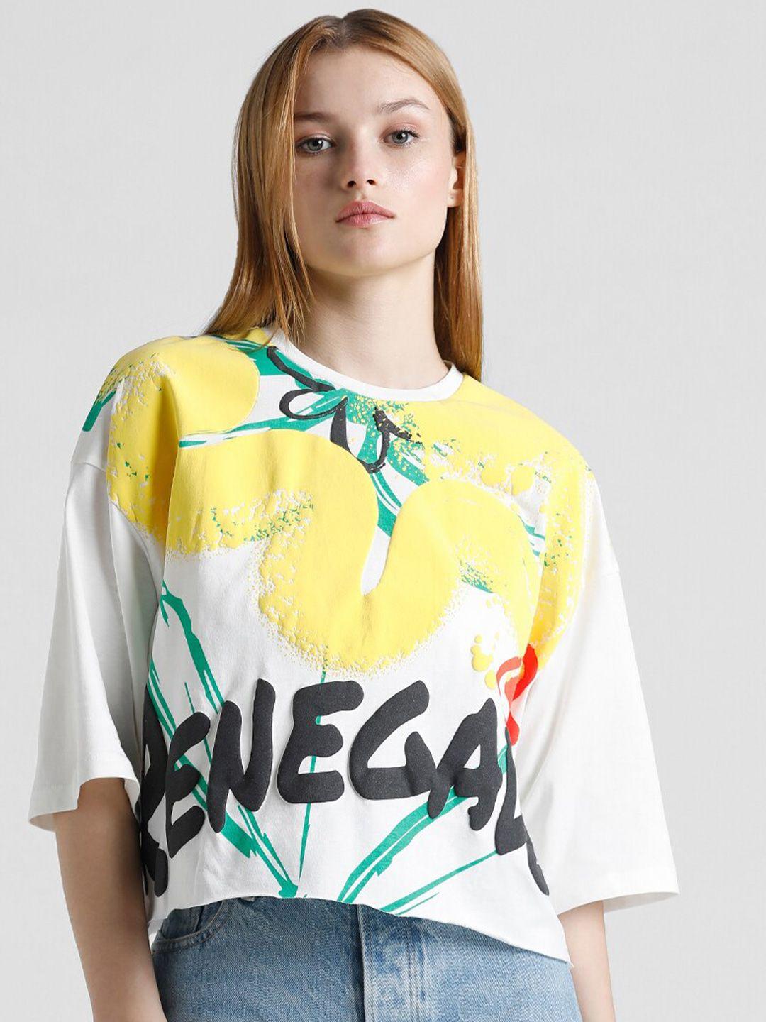 only printed drop shoulder sleeves boxy t-shirt