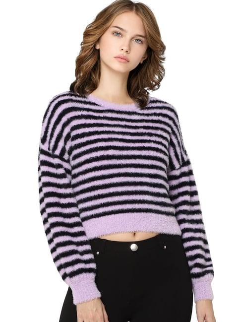 only purple & black striped pullover