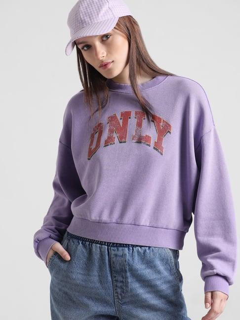 only purple cotton graphic print sweatshirt