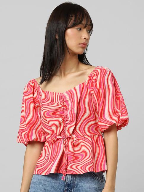 only red cotton printed top