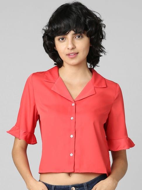 only red cotton regular fit shirt