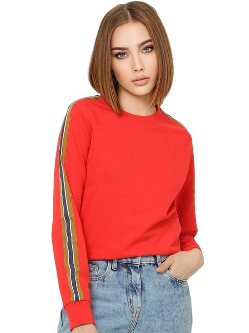 only red striped cotton sweatshirt