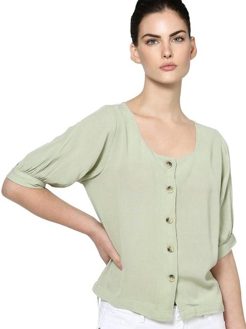 only sage green puff regular fit top