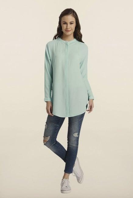 only sea green solid tunic top