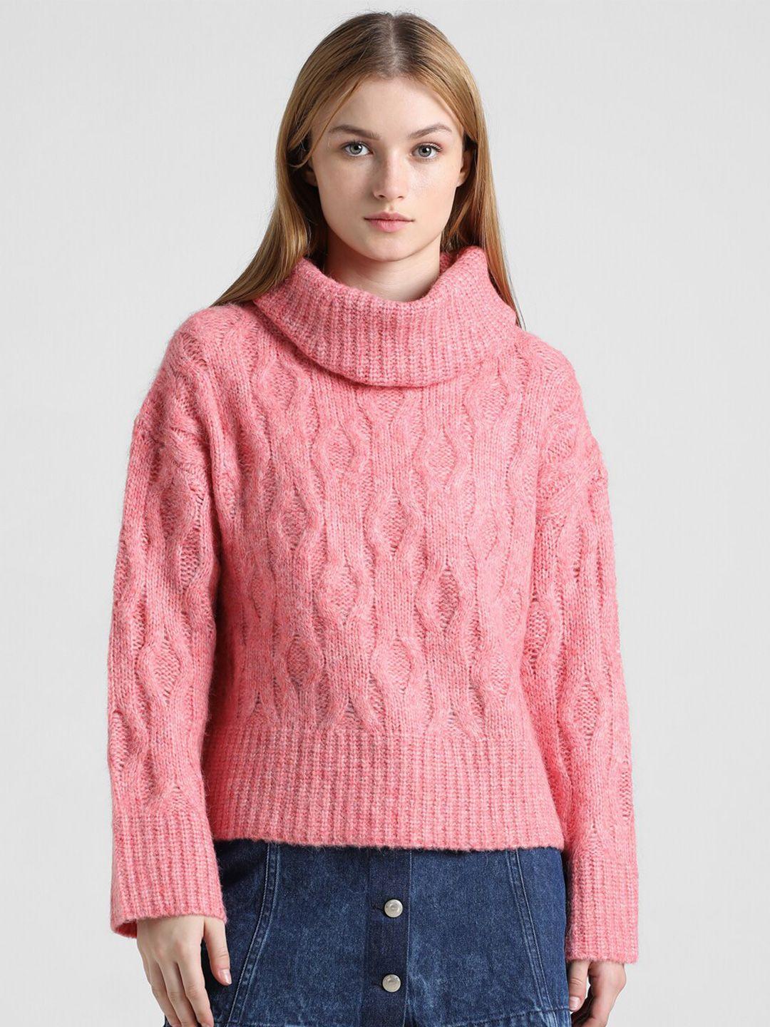 only self design cable knit turtle neck pullover sweaters