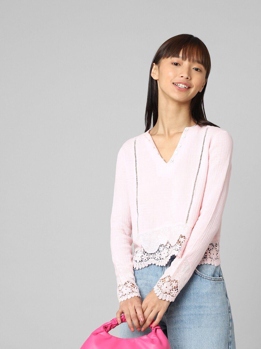 only self design v-neck long sleeves top