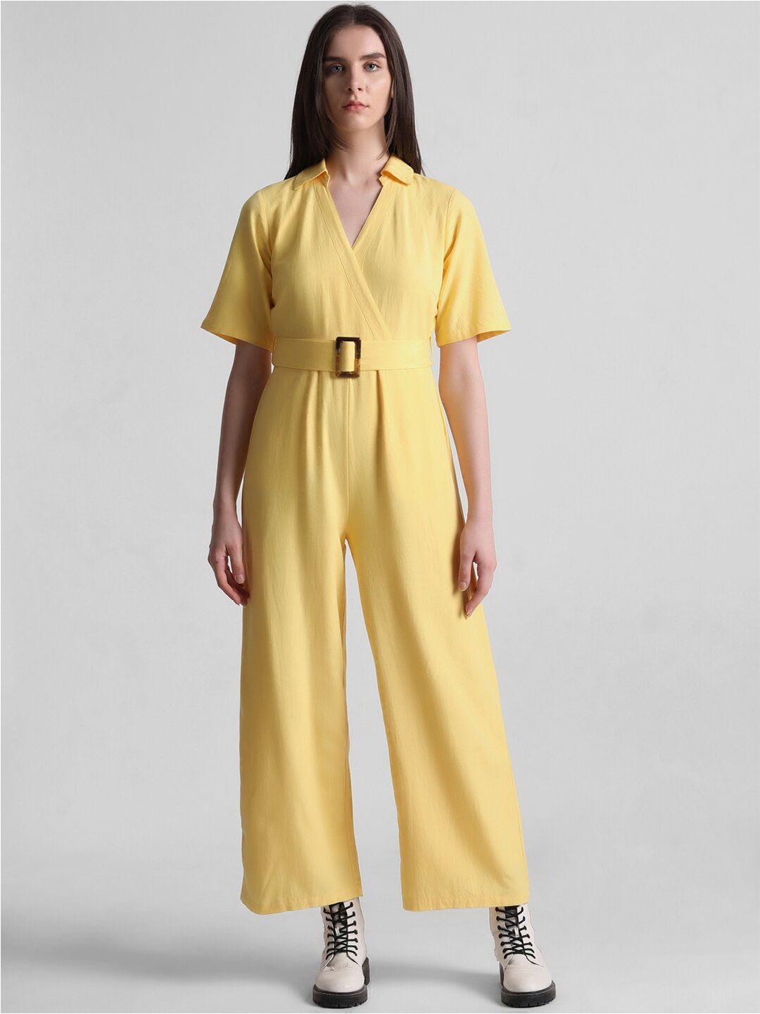 only shirt collar basic jumpsuit with belt detail